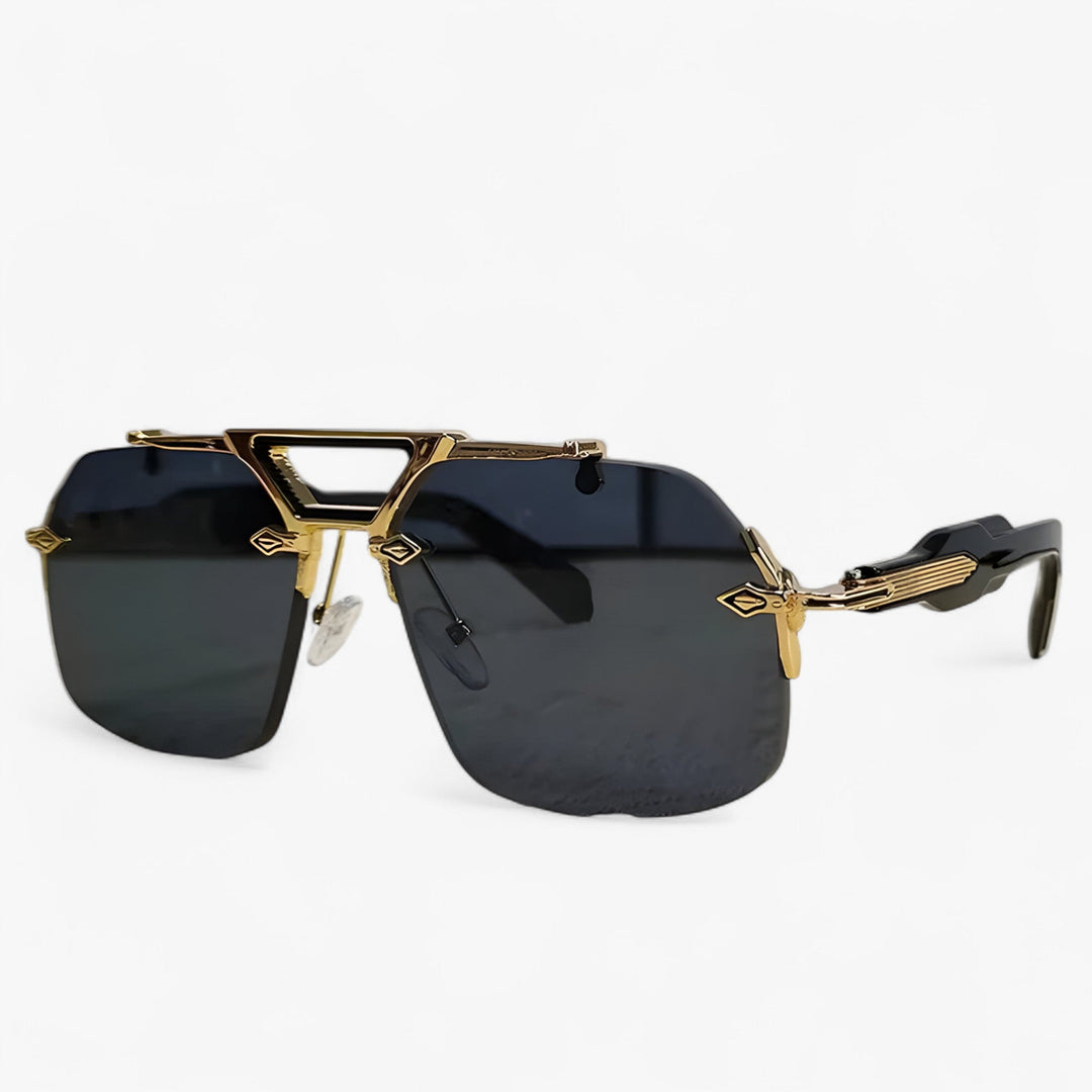 Randless oversized sunglasses with metal accents – Vexor-Gray Gold-Nora Luxe