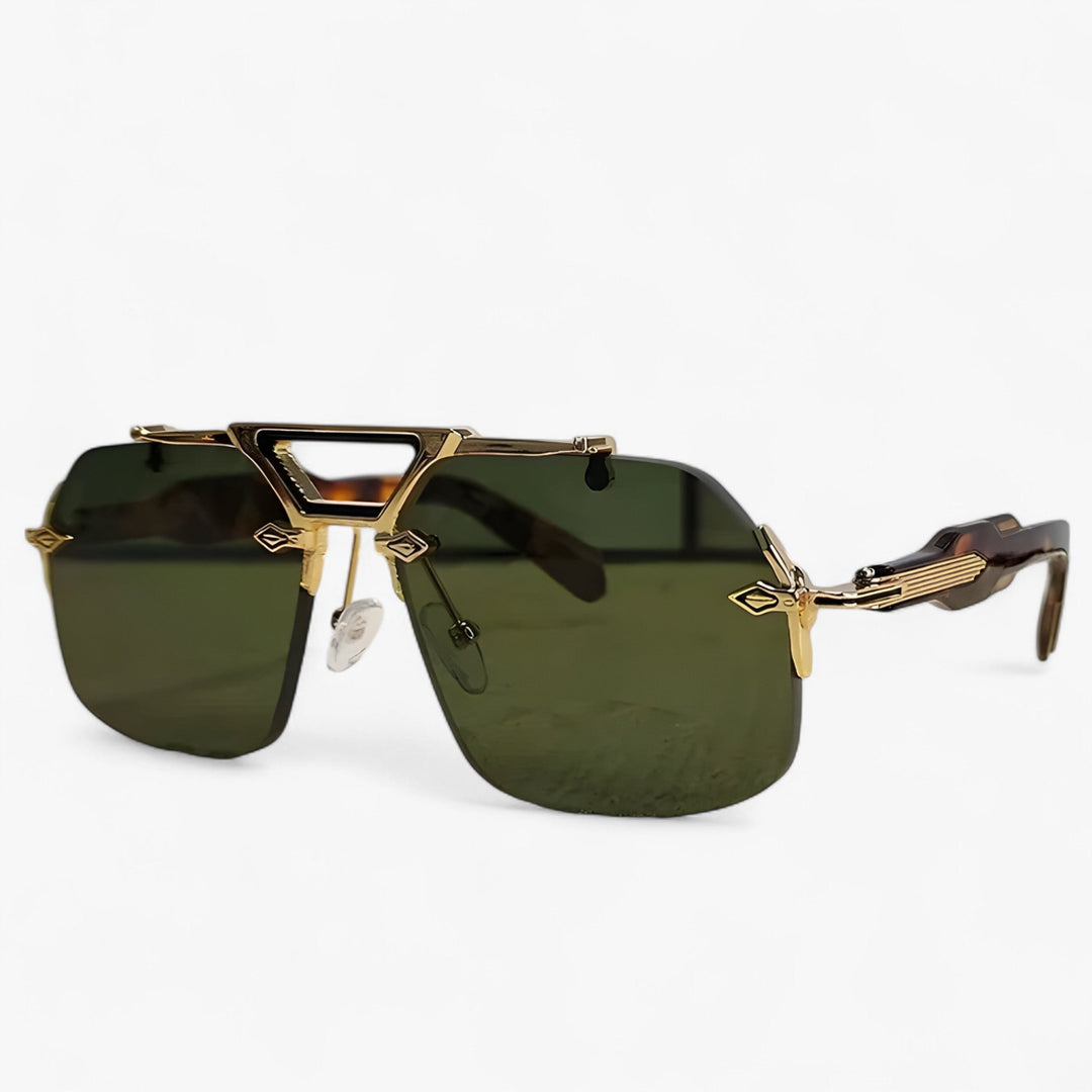 Randless oversized sunglasses with metal accents – Vexor-Green Leopard-Nora Luxe