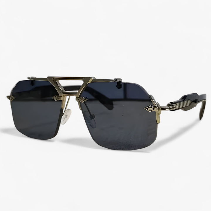 Randless oversized sunglasses with metal accents – Vexor-Silver Grey-Nora Luxe