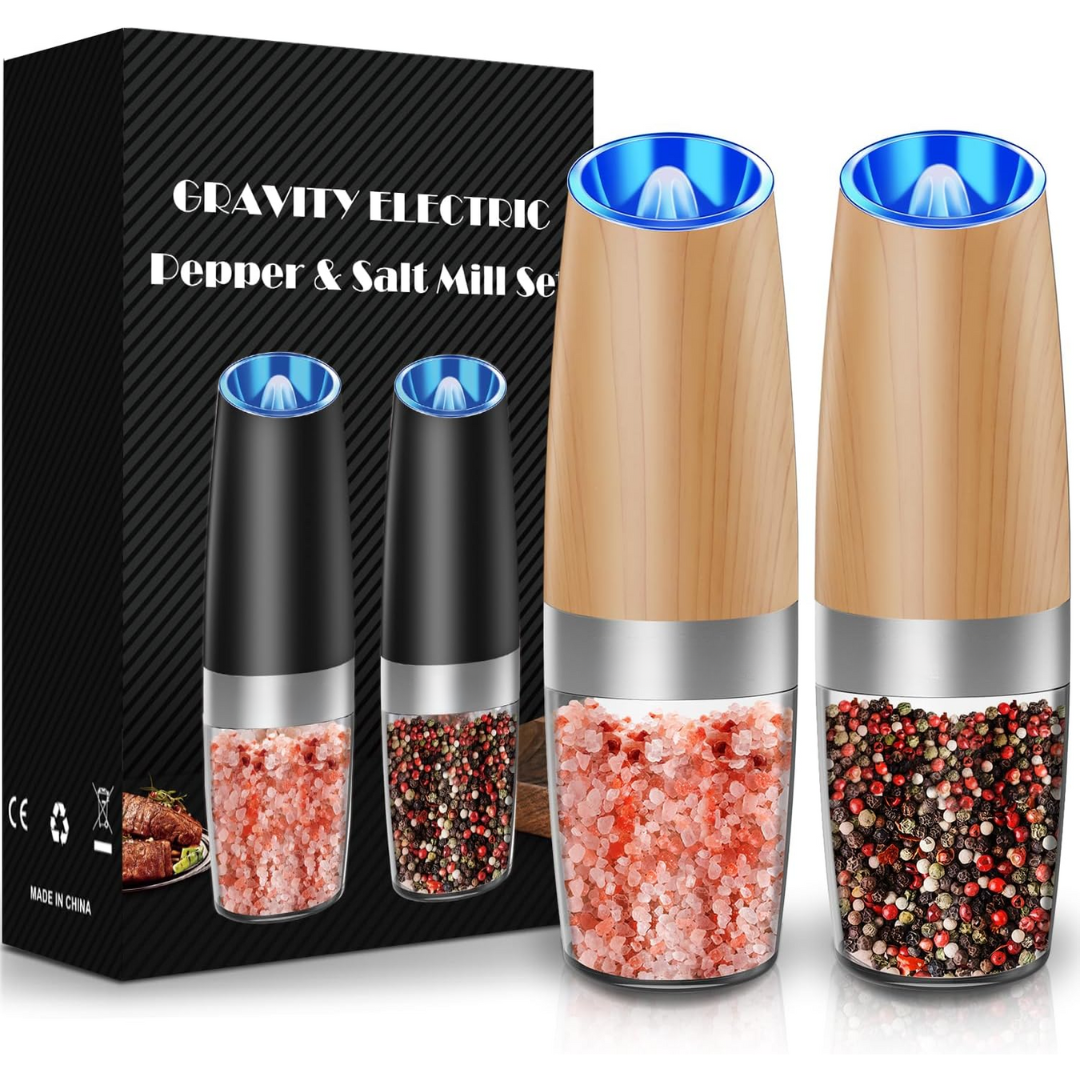 Rechargeable Electric Pepper and Salt Mill Set - GrindMaster Duo-Black-Nora Luxe