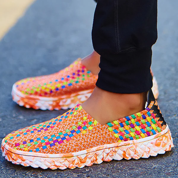 Recycled women's comfort sneakers with memory foam - Eliana-Orange-3-Nora Luxe