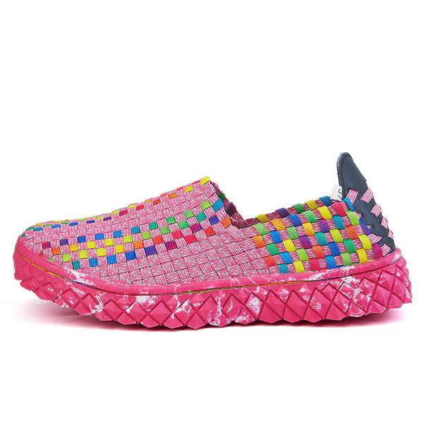 Recycled women's comfort sneakers with memory foam - Eliana-Red-3-Nora Luxe