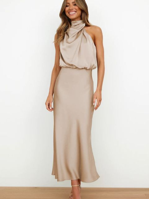 Refined Cocktail Dress - Livia-Khaki-S-Nora Luxe