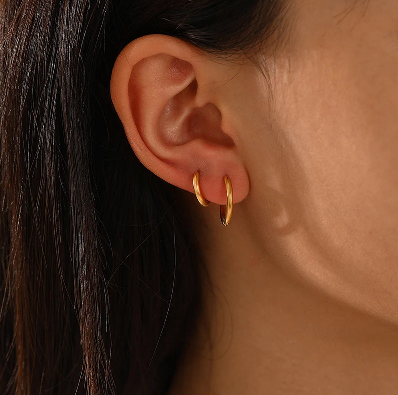 Refined Hoop Earrings - Sophia-Gold-0.31 in-Nora Luxe