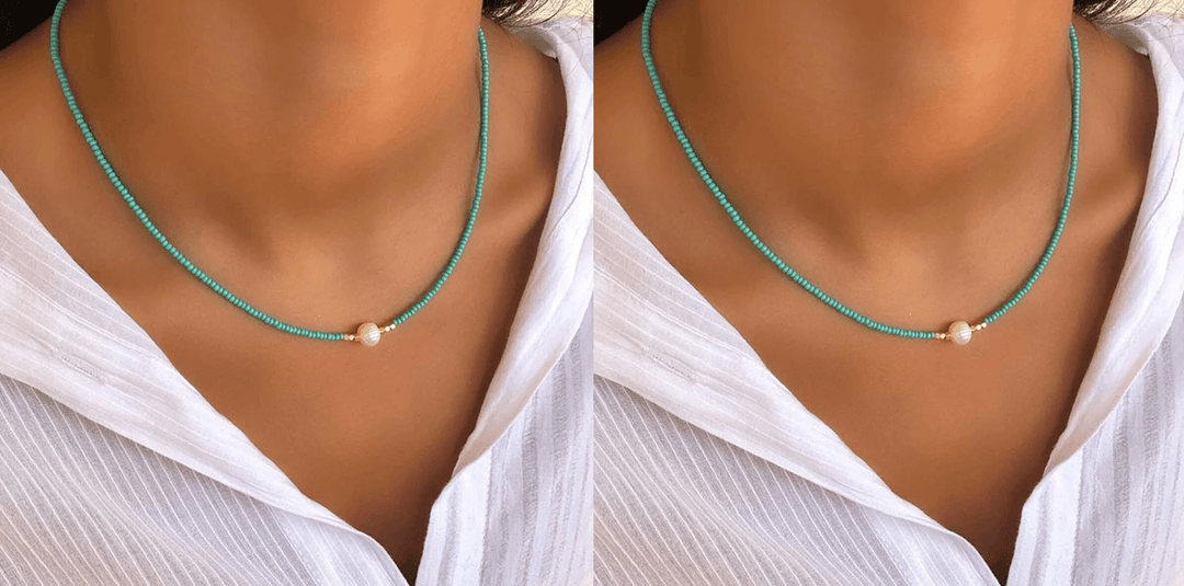 Refined Pearl Necklace (Buy 1 Get 1 Free) - Luxury Pearl-Turquoise + Turquoise (1+1 free)-Nora Luxe