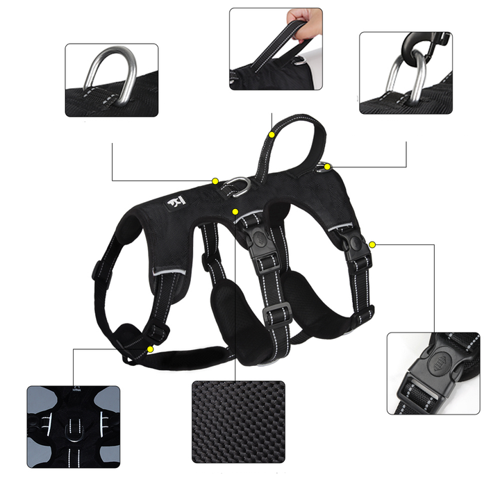 Reflective Anti-Pull Dog Harness - GripGuard-Khaki-S-Nora Luxe