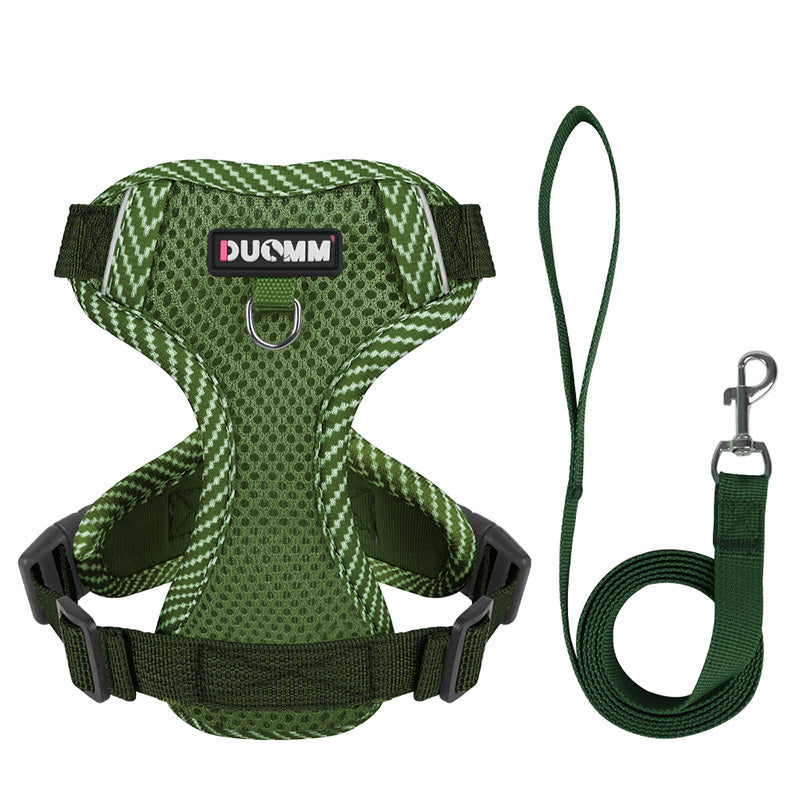 Reflective Harness and Leash Set for Small Dogs - AirFlex-Green-S-Nora Luxe