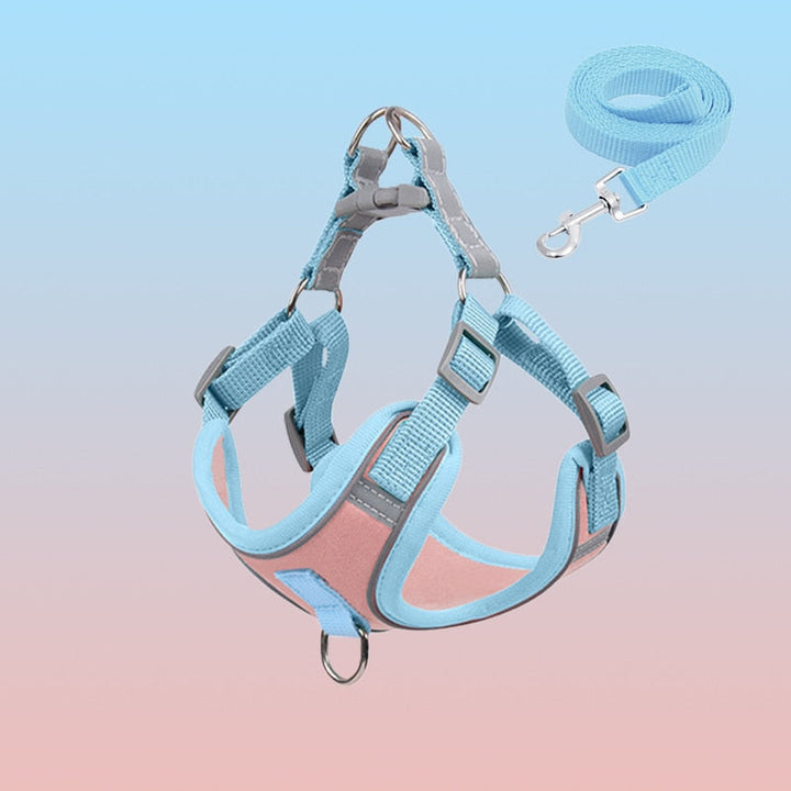Reflective Puppy Harness - BrightPaw-Pink Set-S(5.51-8.82 lbs)-Nora Luxe