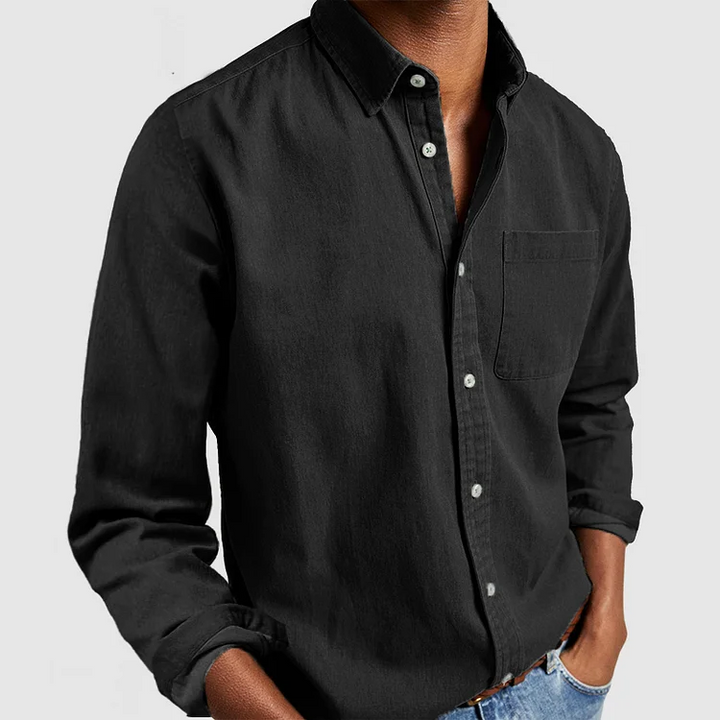Relaxed men's casual shirt with a modern cut - Henrik-Black-S-Nora Luxe