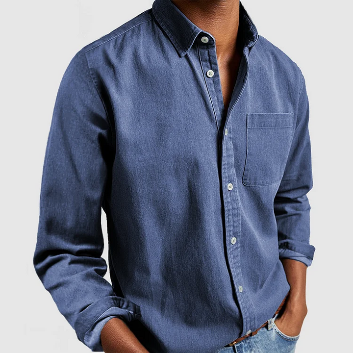 Relaxed men's casual shirt with a modern cut - Henrik-Blue-S-Nora Luxe
