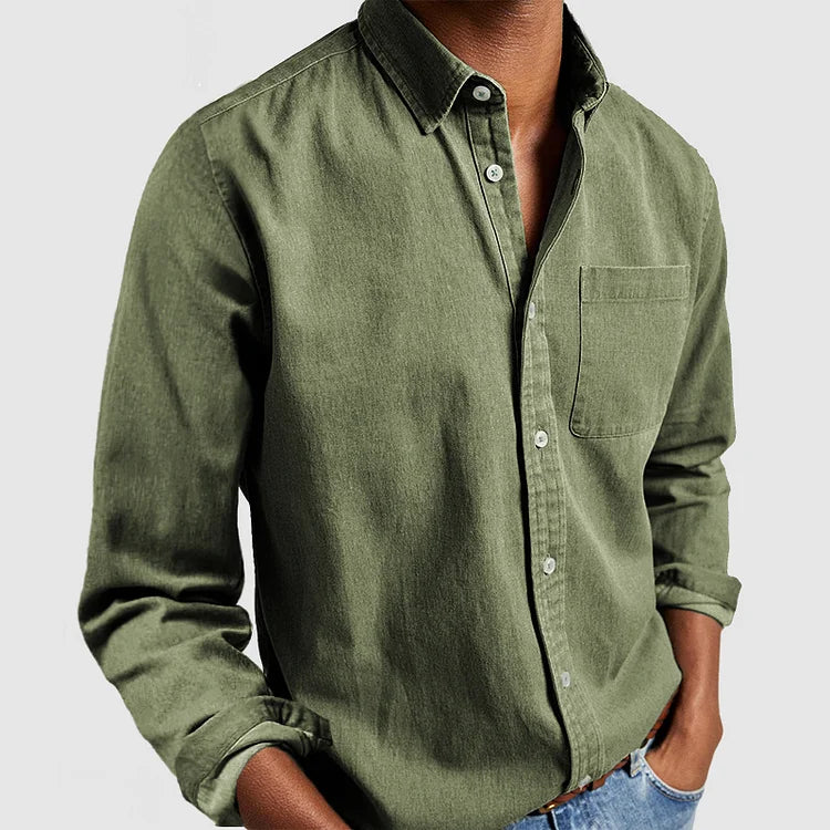 Relaxed men's casual shirt with a modern cut - Henrik-Green-S-Nora Luxe