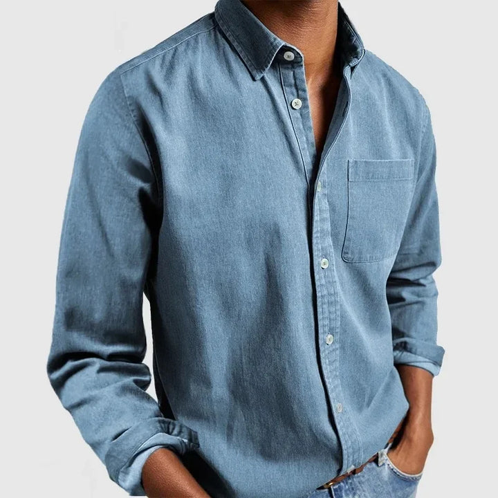 Relaxed men's casual shirt with a modern cut - Henrik-Light blue-S-Nora Luxe