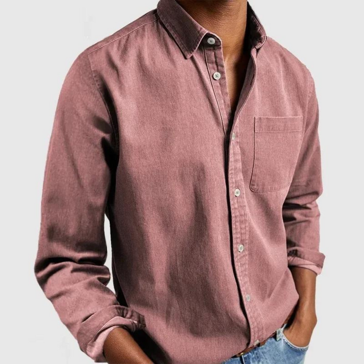 Relaxed men's casual shirt with a modern cut - Henrik-Pink-S-Nora Luxe