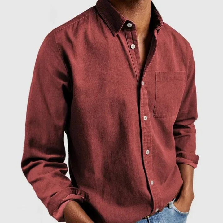 Relaxed men's casual shirt with a modern cut - Henrik-Red-S-Nora Luxe