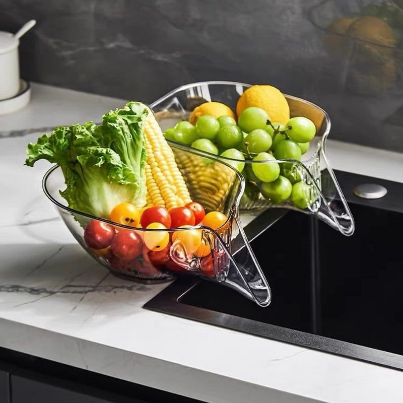 Removable Dish & Draining Basket - DrainEase-Grey-Nora Luxe