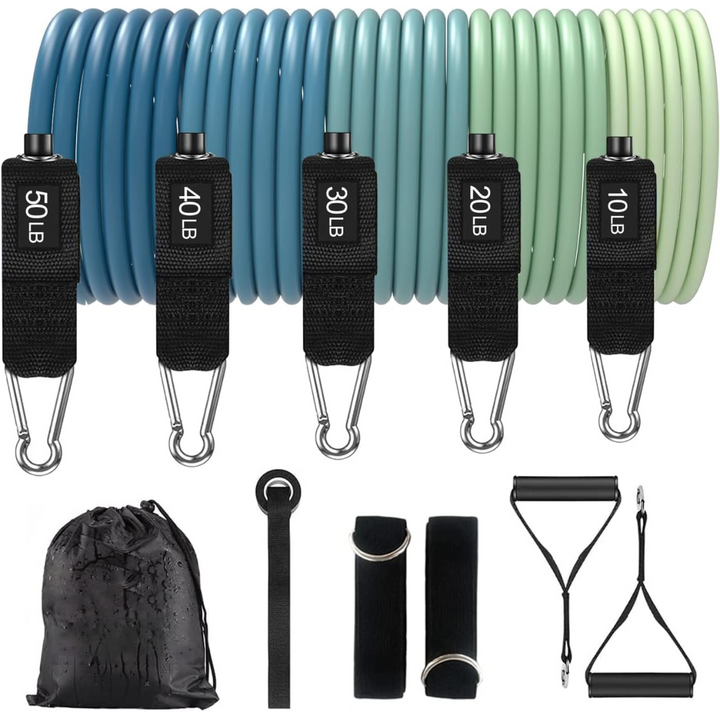 Resistance Bands with Handles-Blue-Nora Luxe