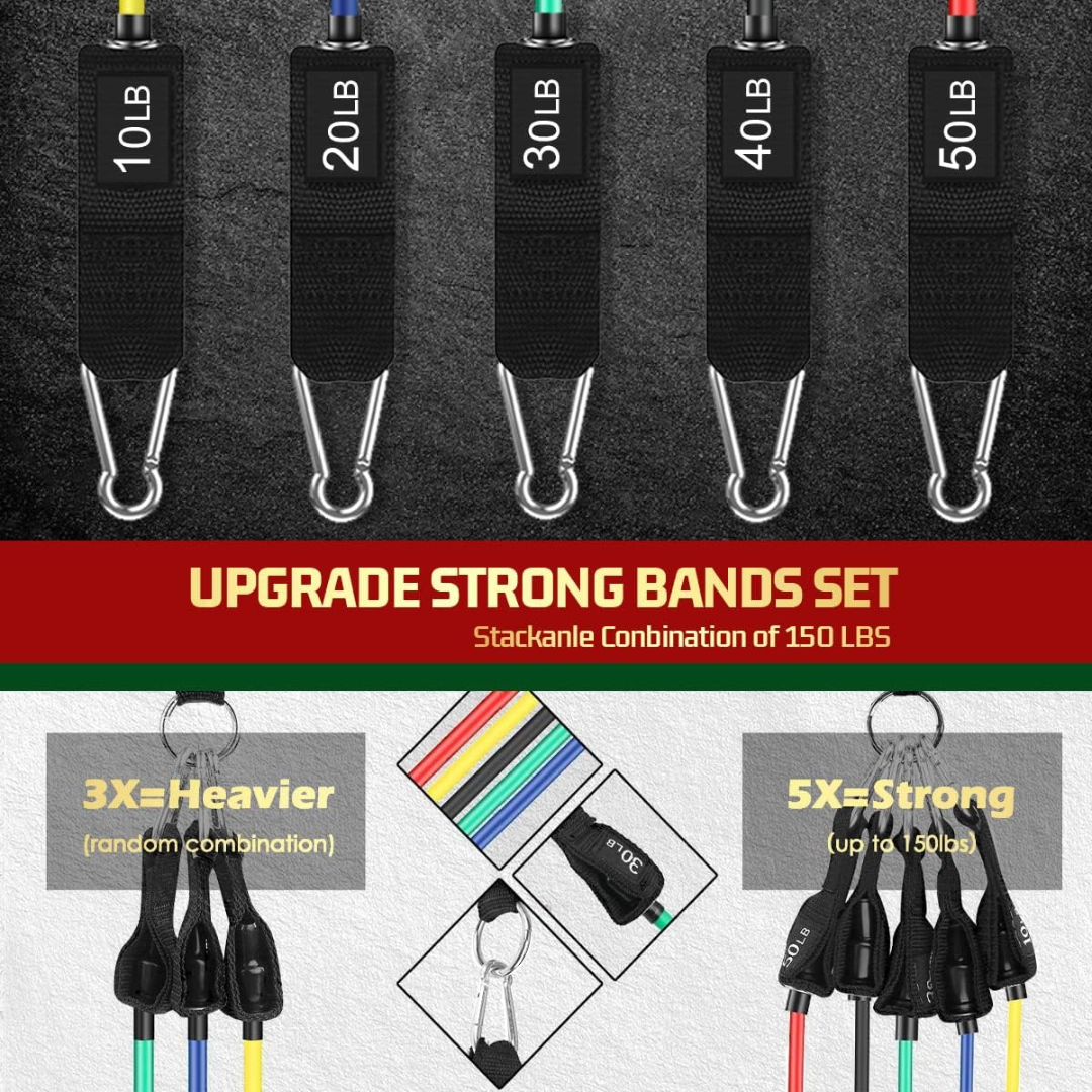 Resistance Bands with Handles-Colorful-Nora Luxe