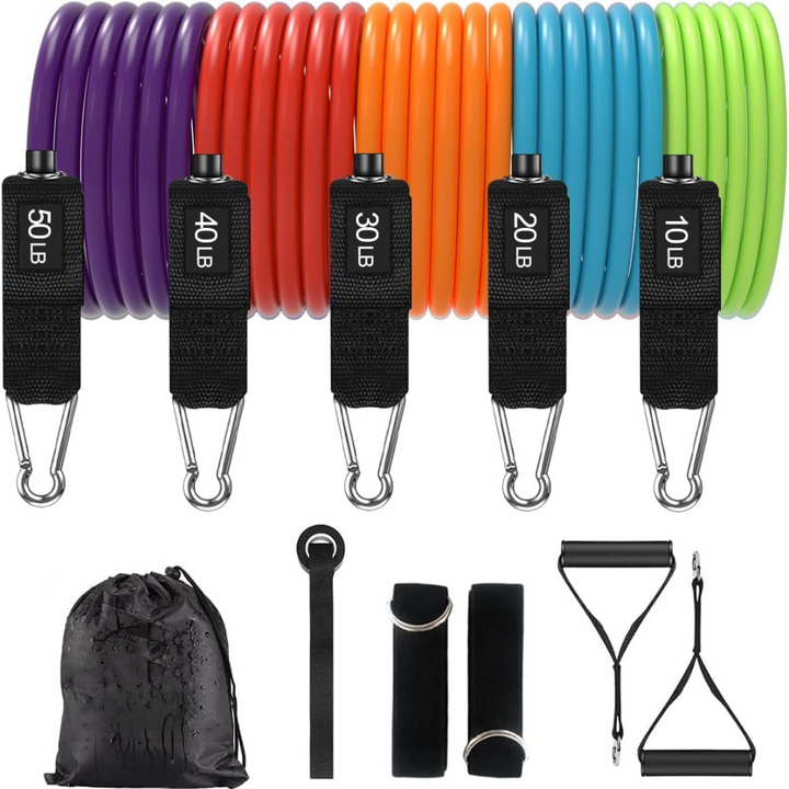 Resistance Bands with Handles-Rainbow-Nora Luxe