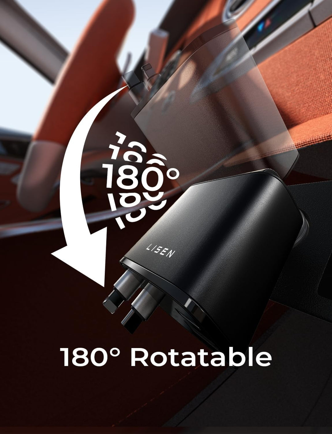Retractable Car Charger 69W USB C-Black - USB Type C - 24 Volt-Nora Luxe