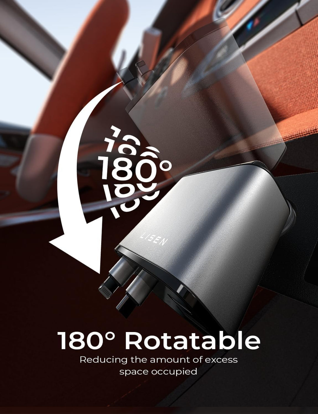Retractable Car Charger 69W USB C-Black - USB Type C - 24 Volt-Nora Luxe