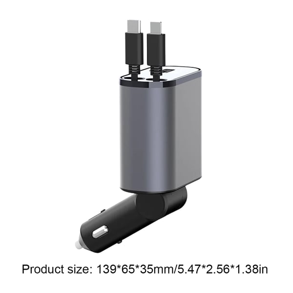 Retractable Car Fast Charger – VoltEdge-USB-C + iPhone-Nora Luxe
