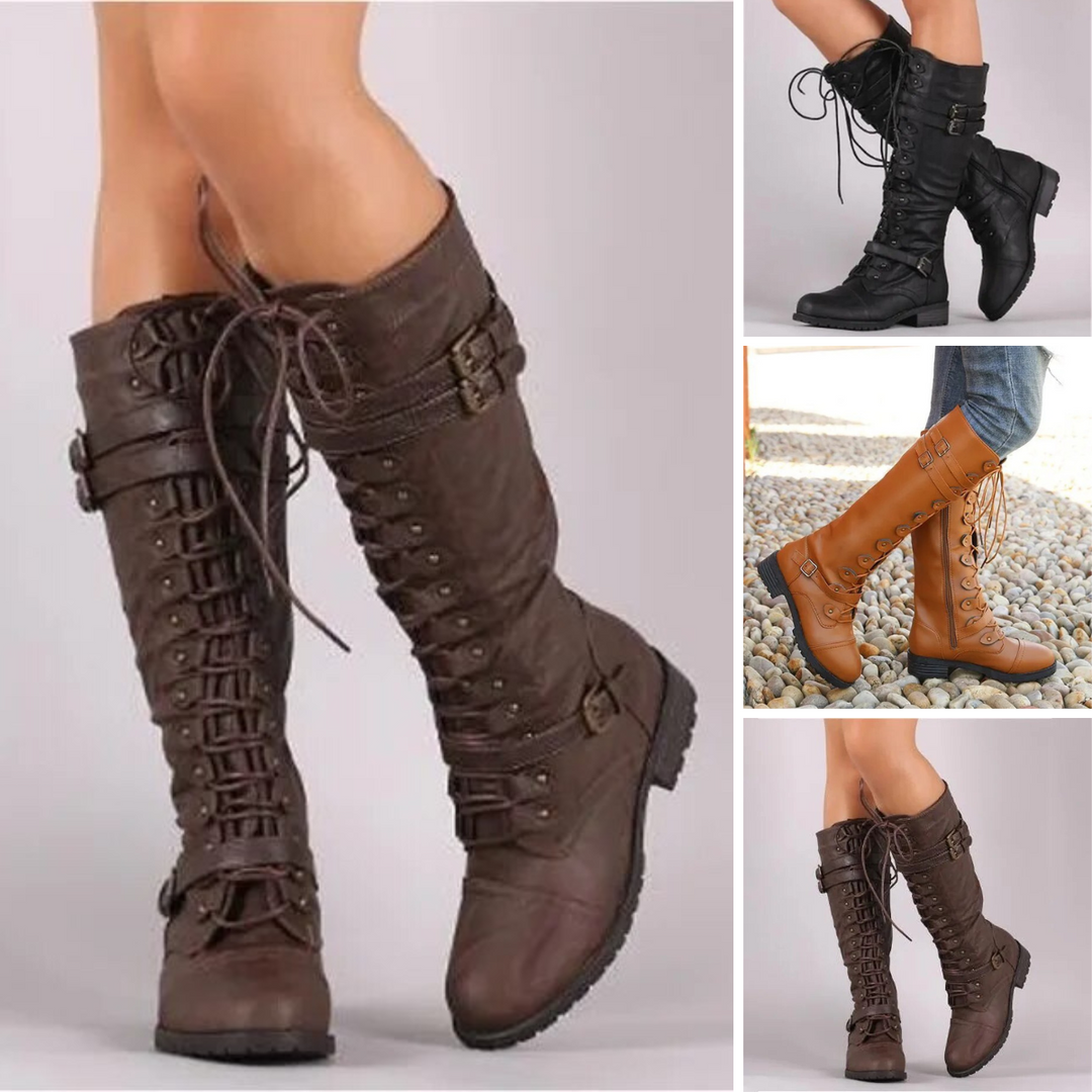Retro Ankle Boots with Buckle - Elora-Black-4.0-Nora Luxe
