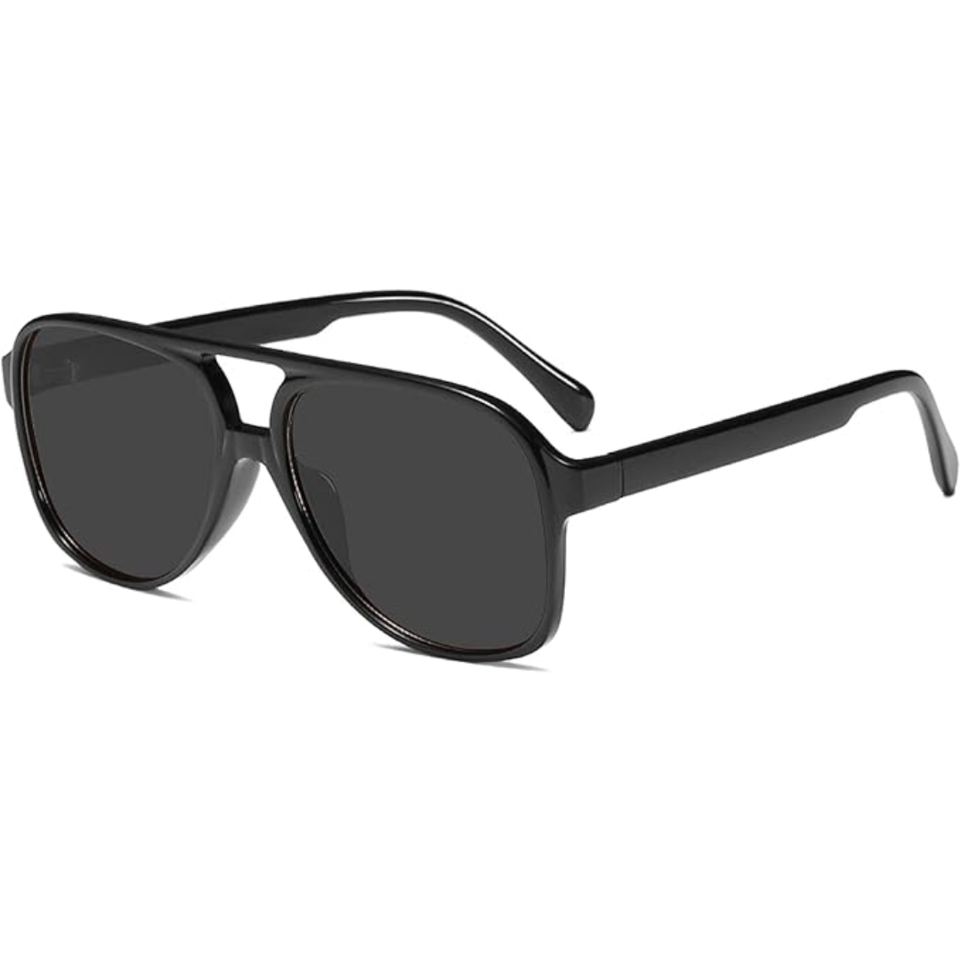 Retro Aviator Sunglasses - Indy-Black Black-Nora Luxe