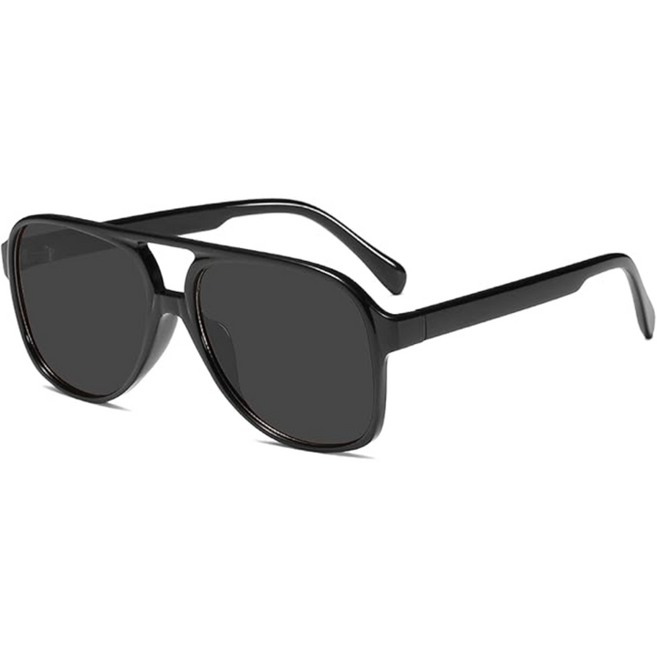 Retro Aviator Sunglasses - Indy-Black Black-Nora Luxe