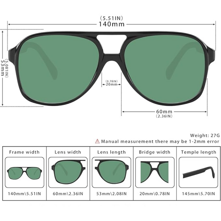 Retro Aviator Sunglasses - Indy-Black Yellow-Nora Luxe