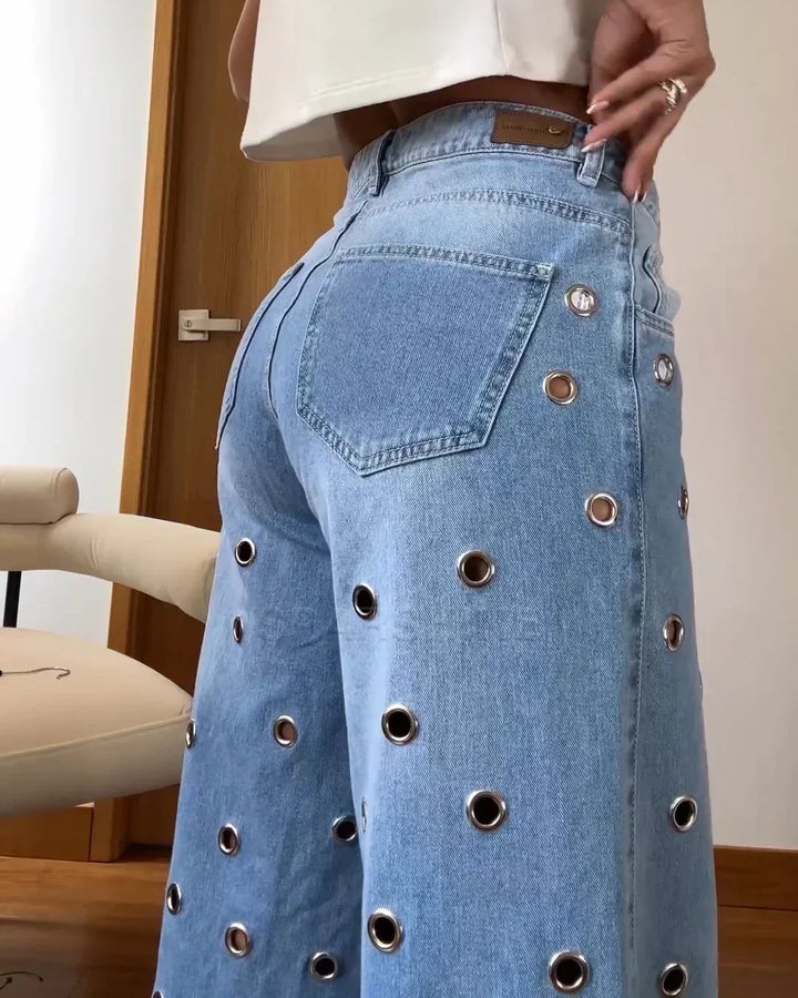 Retro Comfort High-Rise Flared Jeans - Leona-S-Nora Luxe