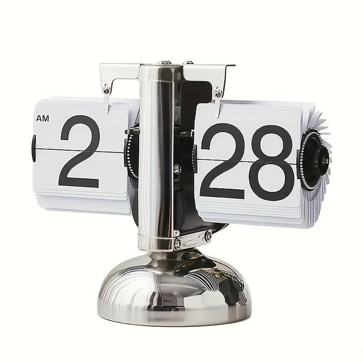 Retro Flip Clock with Steel Accent - TempoFlip-White-The Livary