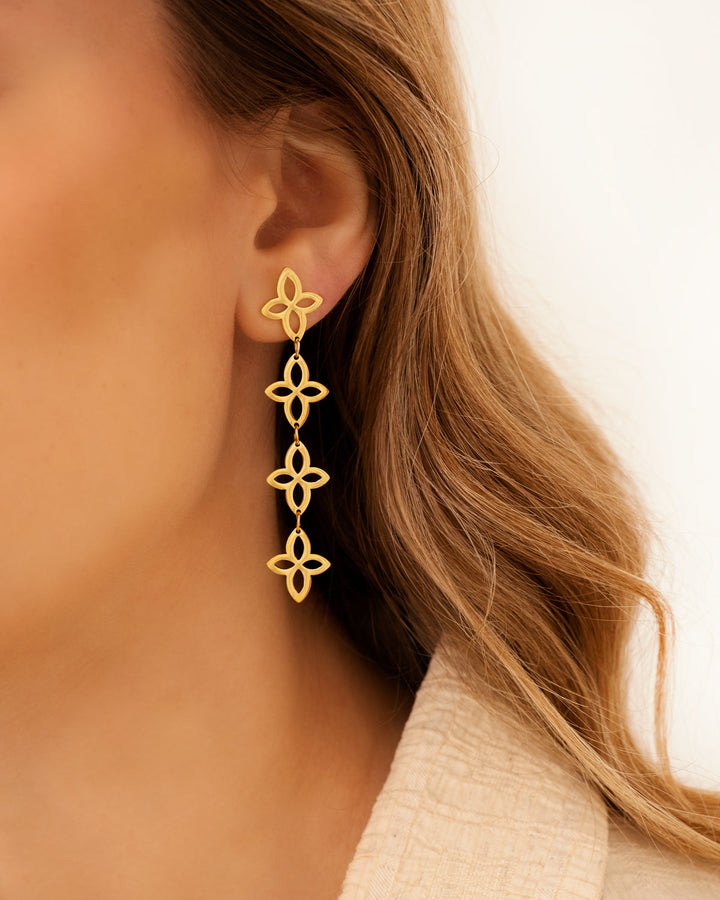 RETRO FLOWER HOOP EARRINGS - Limited Edition-Gold-plated-Nora Luxe