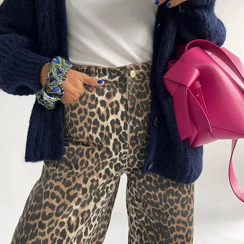 Retro jeans with leopard print - Clara-Leopard-XS-Nora Luxe