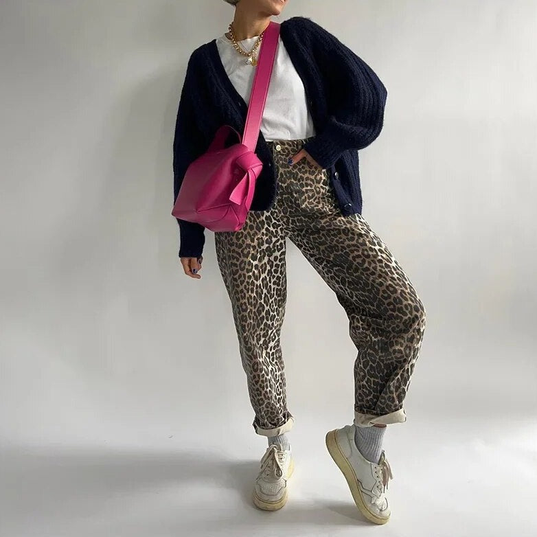 Retro jeans with leopard print - Clara-Leopard-XS-Nora Luxe