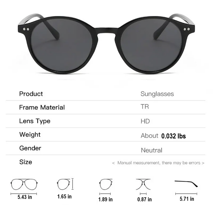 Retro Round Polarized Sunglasses - SunnyStyle-White/Gray-Nora Luxe