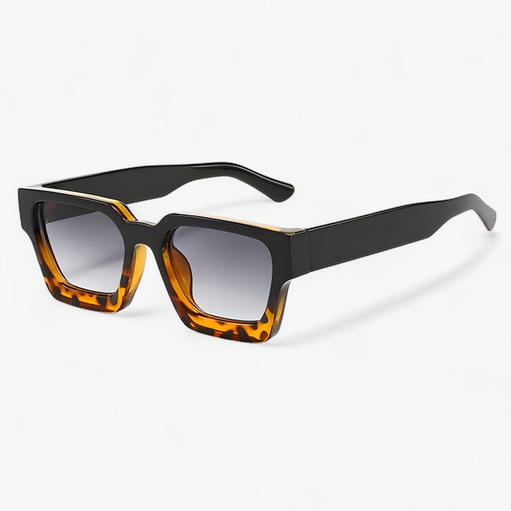 Retro sunglasses for men with square design – Calven-Black Leopard Grey-Nora Luxe
