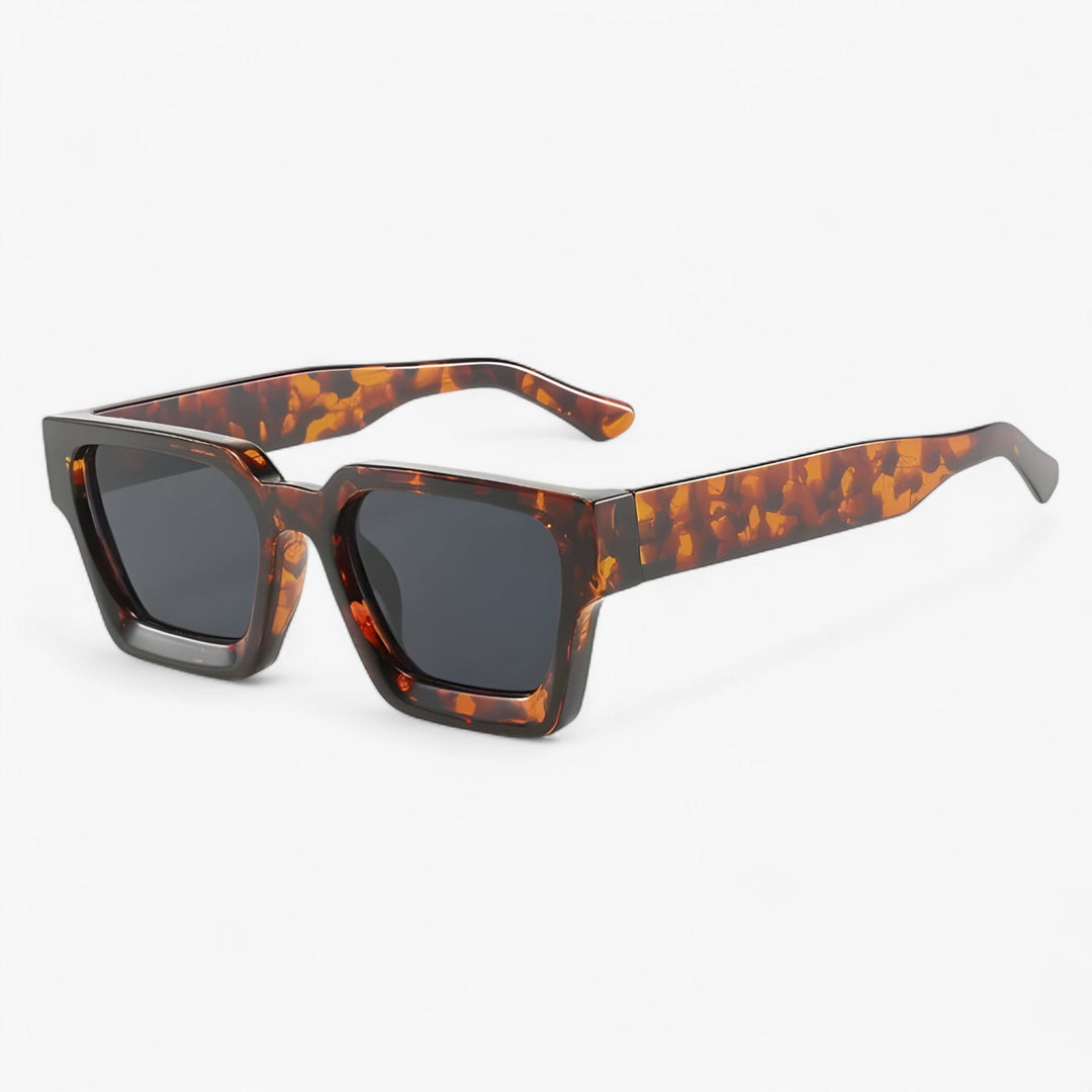Retro sunglasses for men with square design – Calven-Leopard Grey-Nora Luxe