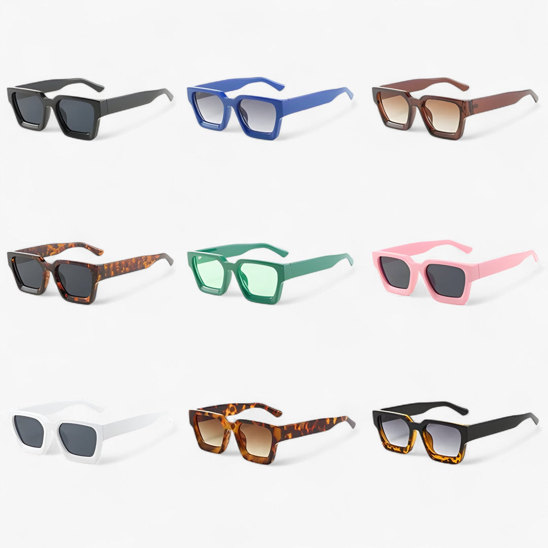 Retro sunglasses for men with square design – Calven-Pink Grey-Nora Luxe