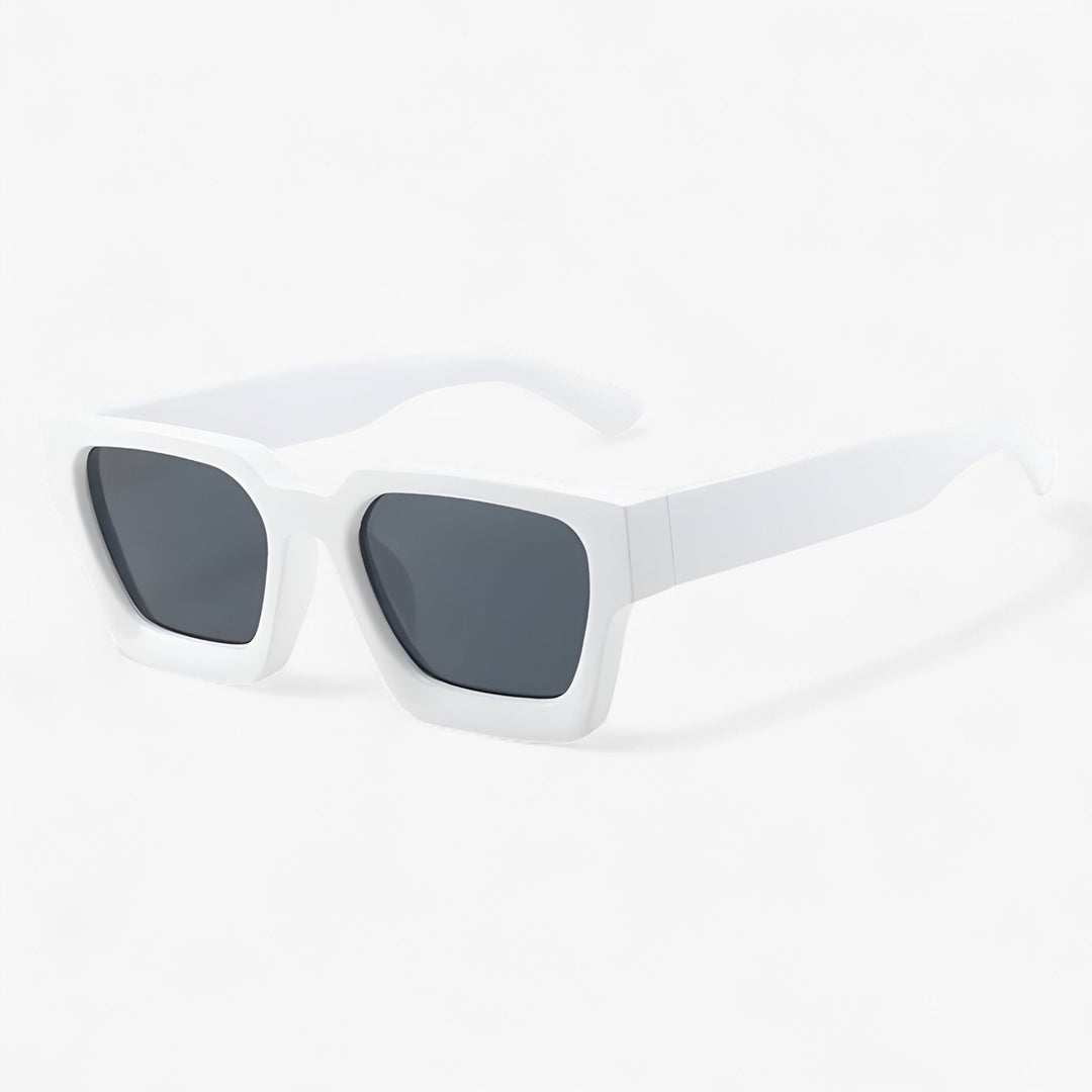 Retro sunglasses for men with square design – Calven-White Grey-Nora Luxe