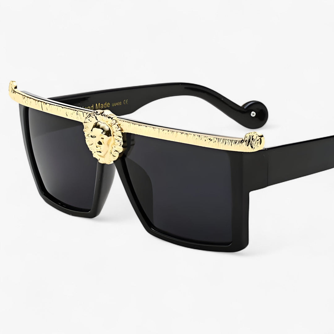 Retro sunglasses with lion style – Ferrox-Black-Nora Luxe