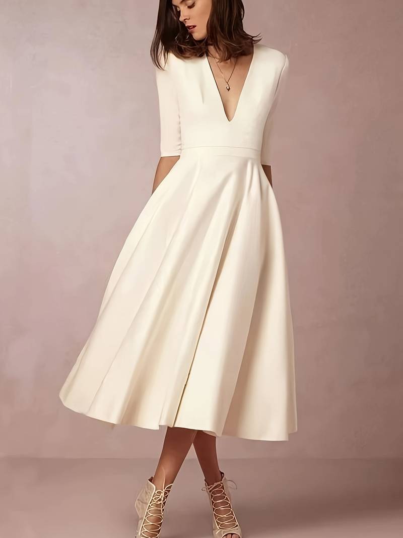 Retro White A-Line Swing Dress – Vivienne-S-Nora Luxe