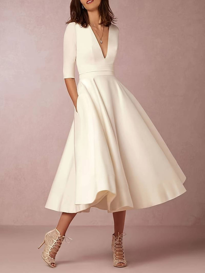 Retro White A-Line Swing Dress – Vivienne-S-Nora Luxe