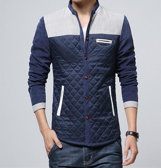 Retro windbreaker with stand-up collar for men - Orlando-Blue Brown-S-Nora Luxe