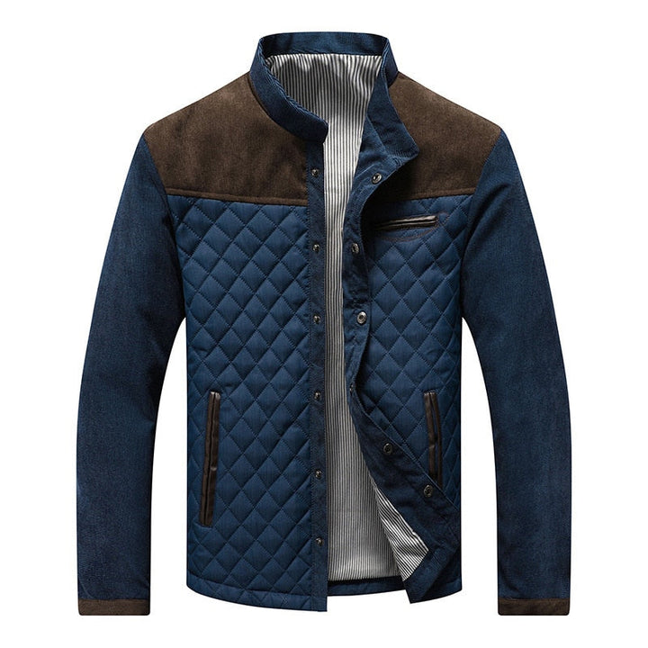 Retro windbreaker with stand-up collar for men - Orlando-Blue Brown-S-Nora Luxe