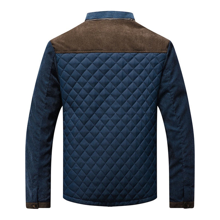 Retro windbreaker with stand-up collar for men - Orlando-Blue Brown-S-Nora Luxe