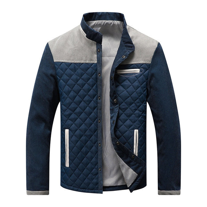 Retro windbreaker with stand-up collar for men - Orlando-Blue Brown-S-Nora Luxe