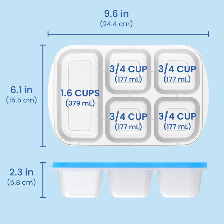 Reusable 5-compartment Food Storage Containers – 8-piece Set-Brightly colored-Nora Luxe