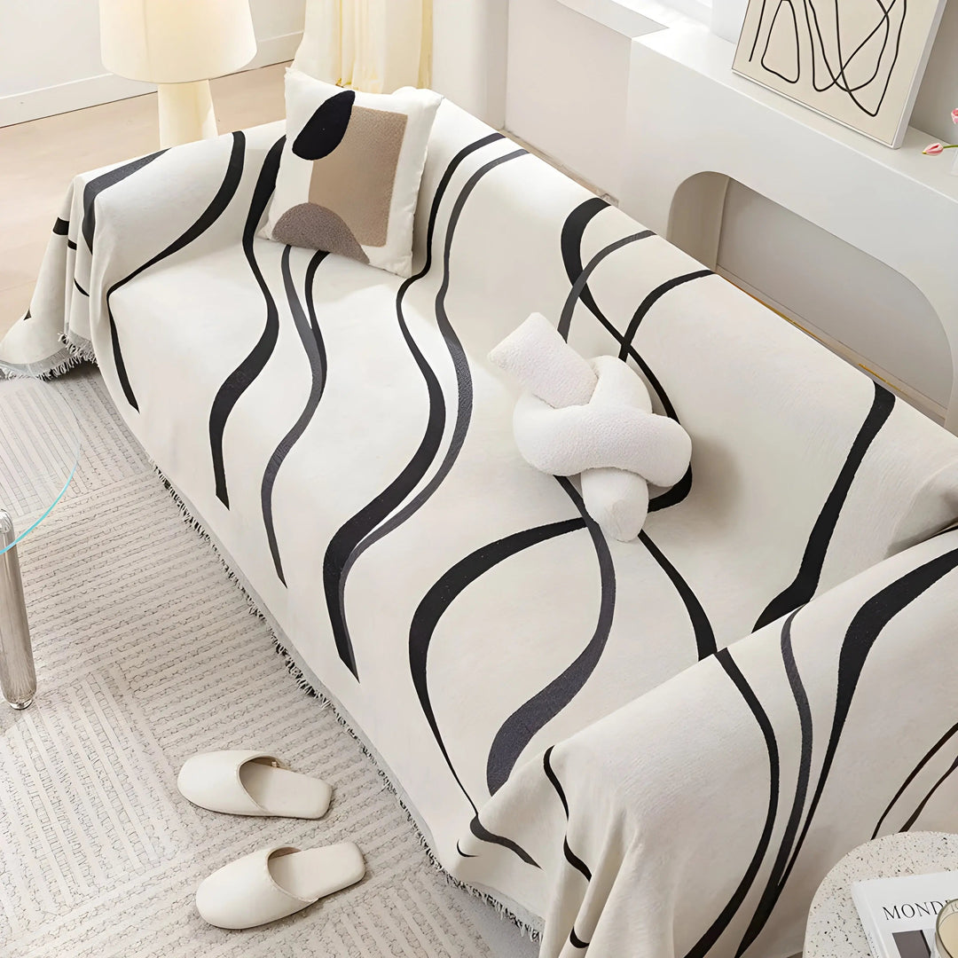 Reversible Chenille/Cotton Sofa Cover - LuxeCasa-70.87″ × 51.18″-Gray-Nora Luxe