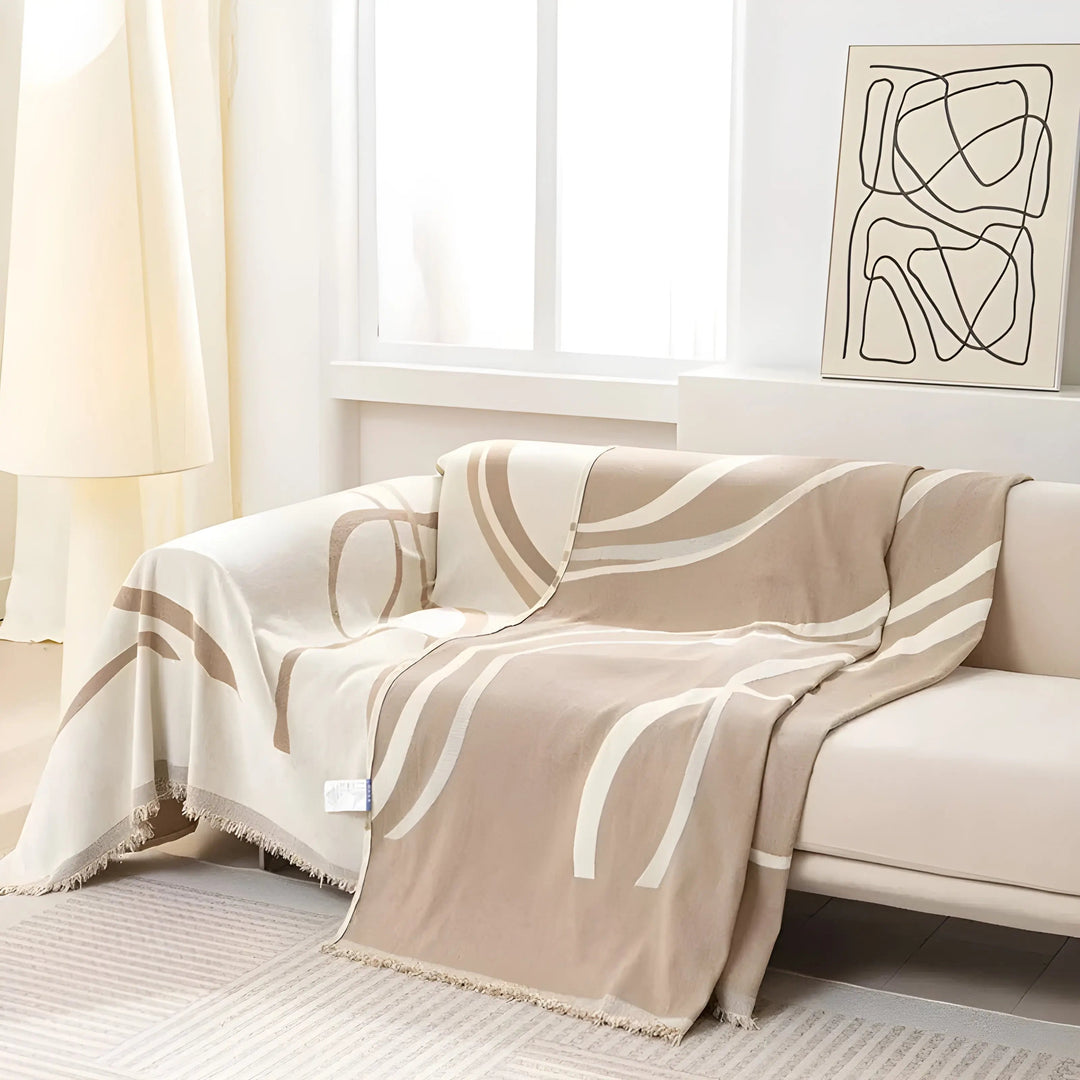 Reversible Chenille/Cotton Sofa Cover - LuxeCasa-70.87″ × 51.18″-Gray-Nora Luxe
