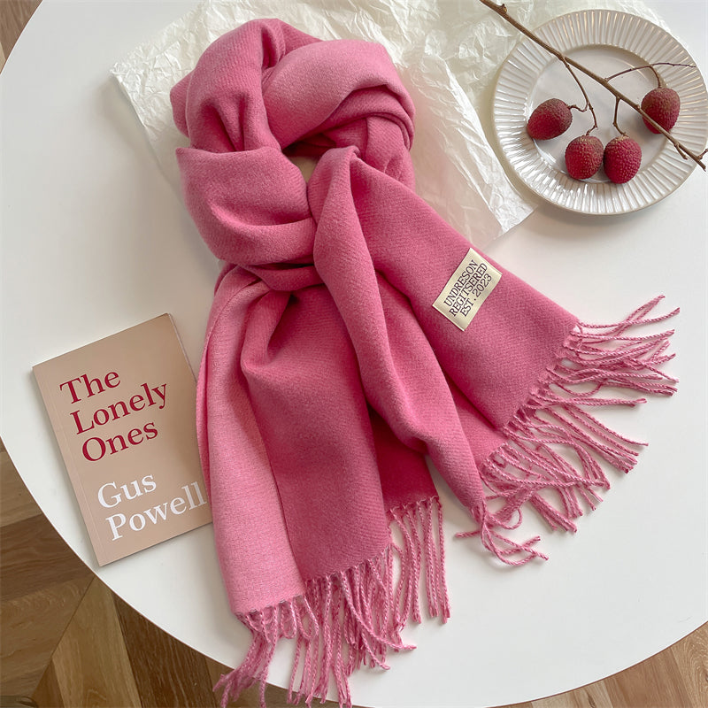 Reversible Pashmina Scarf - Elena-Dark Pink-Nora Luxe